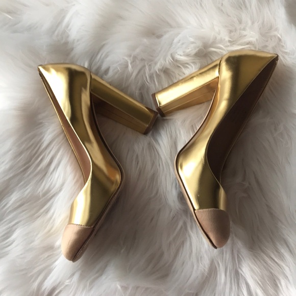 ⬇2X REDUCED! J.Crew gold Etta pumps - Picture 5 of 7
